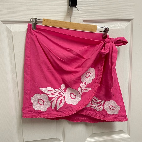 j. marie Dresses & Skirts - J. Marie Pink Embroidered Wrap Skirt